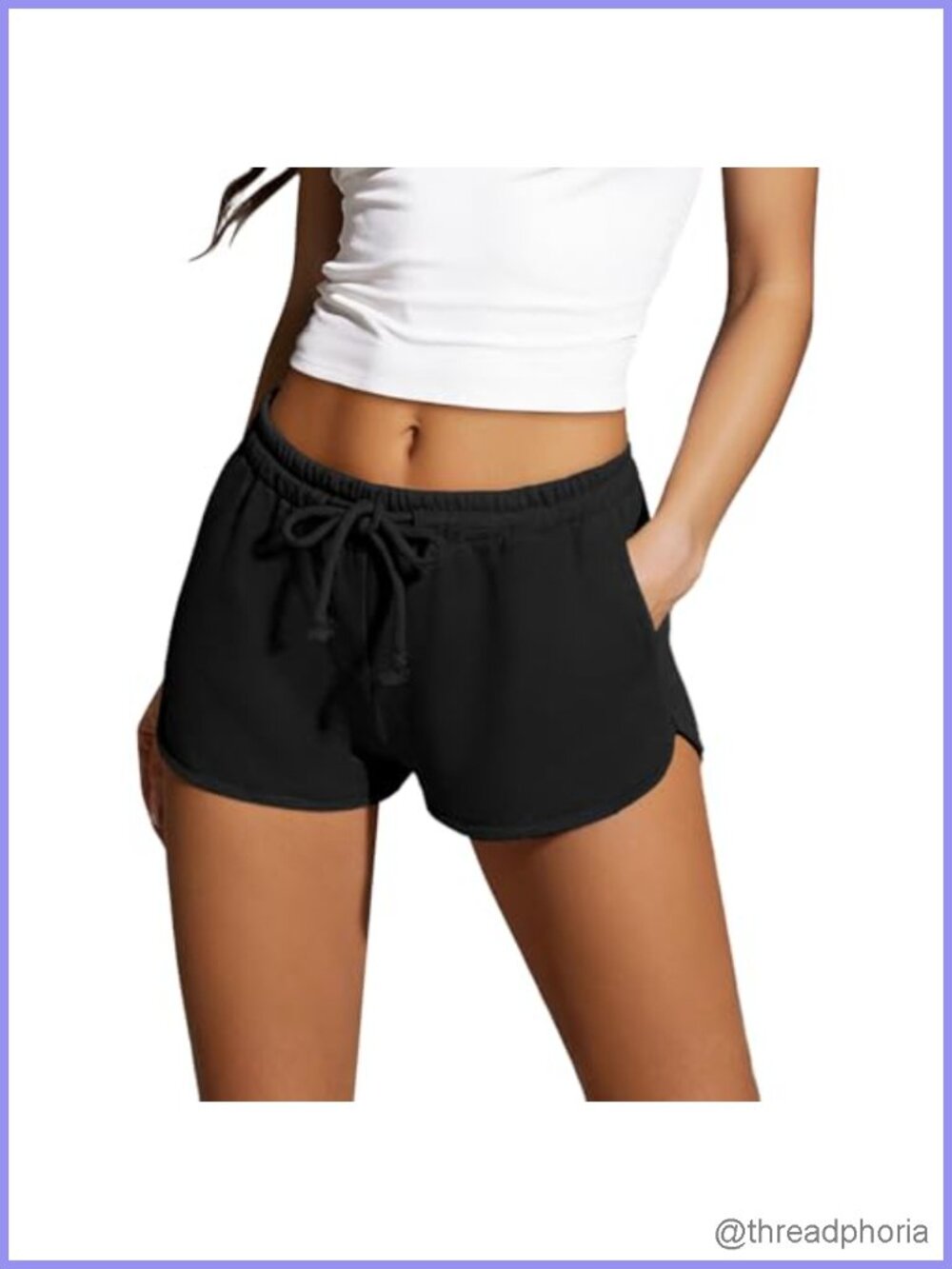 Women's Low Rise Knit Shorts with Pockets, Elastic Drawstring Waist